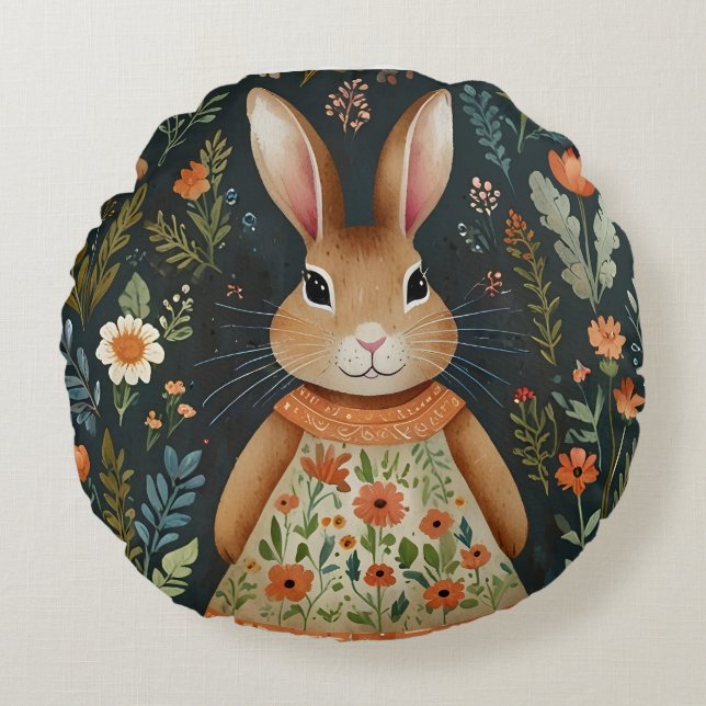 Springtime Bunny Magic Rundkissen Rundes Kissen (Vorderseite)