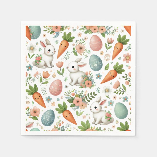 Springtime Bunny und Carrot Napkins Serviette (Vorderseite)