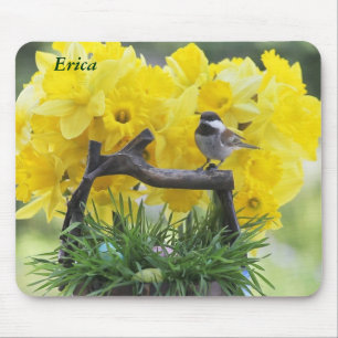 Springtime chickademousepad mousepad