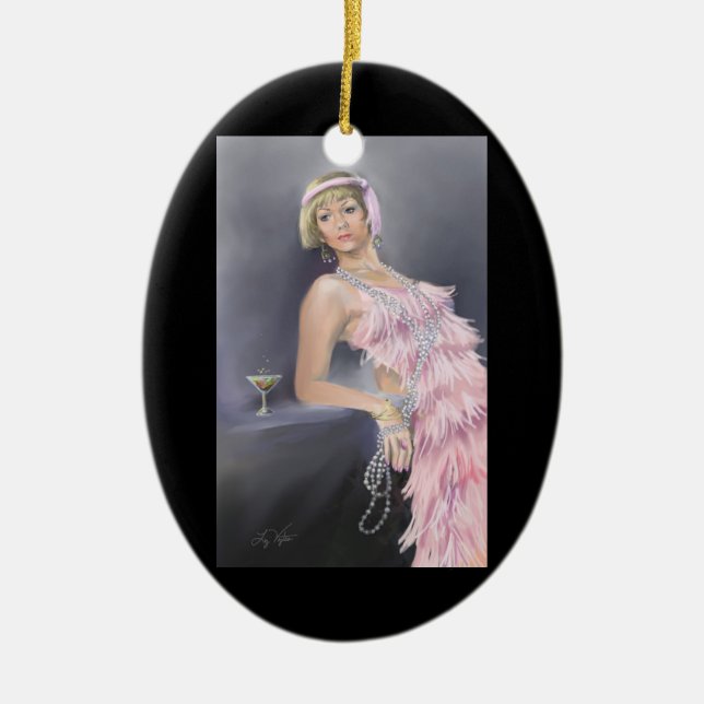Springtime Flapper Oval Keramikornament (Vorne)