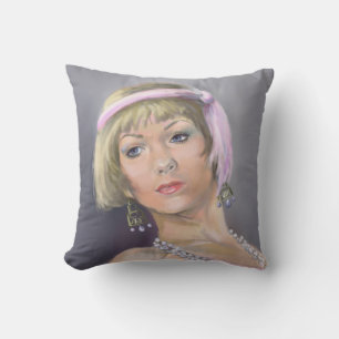 Springtime Flapper Portrait Throw Kissen
