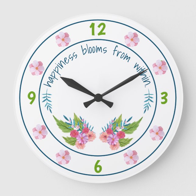 Springtime Floral Große Wanduhr (Vorderseite)