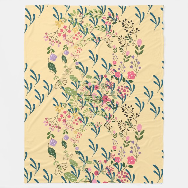 Springtime Floral + Leaf Design Yellow  Fleecedecke (Vorderseite)