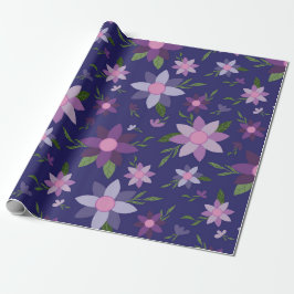 Springtime Floral Muster auf blauem Hintergrund Geschenkpapier