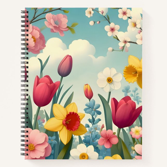 Springtime Floral Muster Notebook Notizbuch (Vorderseite)