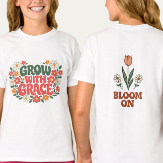 Springtime Flowers Grow With Grace Retro T-Shirt