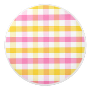 Springtime Gingham Keramikknauf