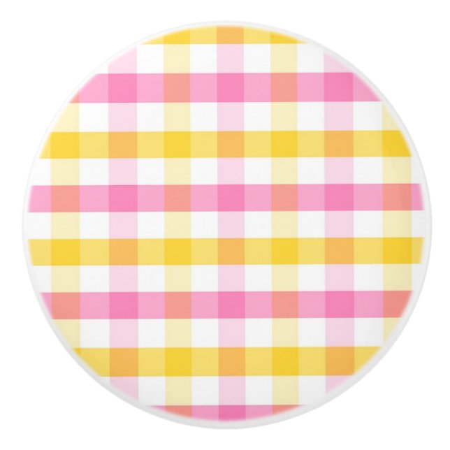 Springtime Gingham Keramikknauf (Vorderseite)