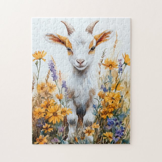 Springtime Goat Kid Yellow Wildblumen (Vertikal)