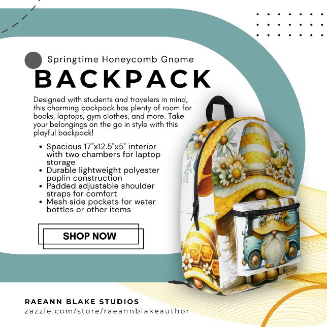 Springtime Honeycomb Gnome Custom Backpack Bedruckter Rucksack (Von Creator hochgeladen)
