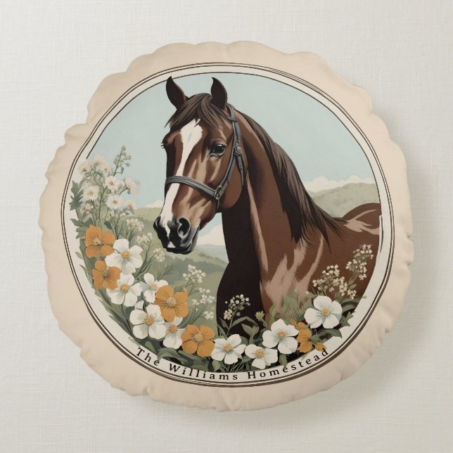Springtime Horse Rundes Kissen (Vorderseite)