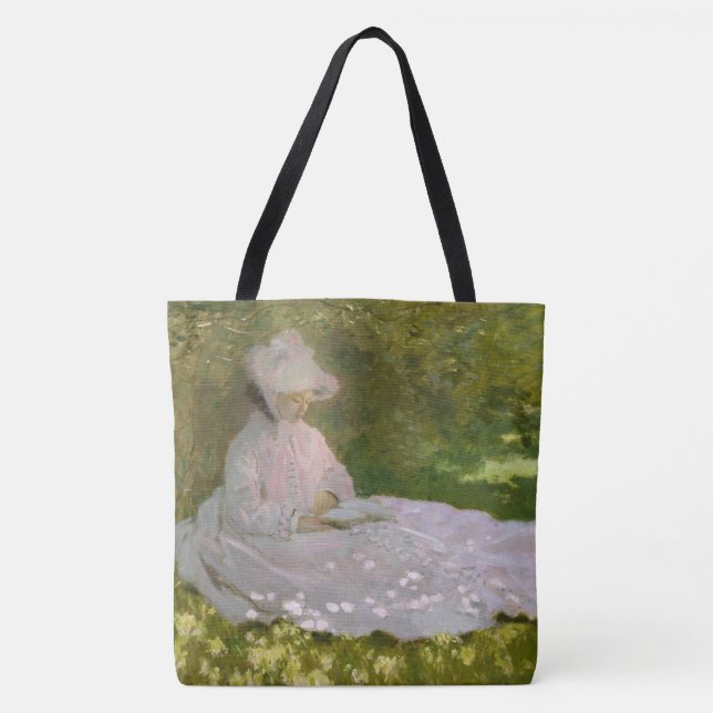 Springtime, Impressionist Portrait, Claude Monet Tasche (Vorderseite)