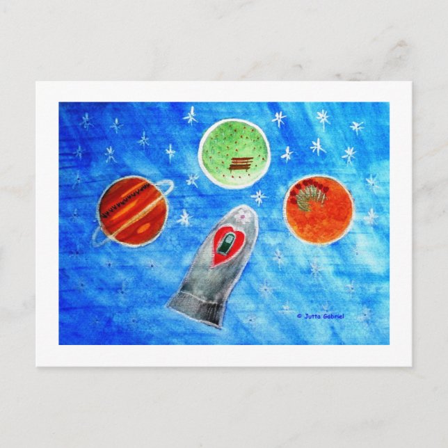 ...Springtime In Space...art by Jutta Gabriel... Postkarte (Vorderseite)
