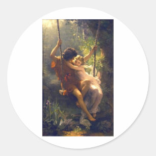 Springtime ~ Liebhaber von Swing Painting Runder Aufkleber