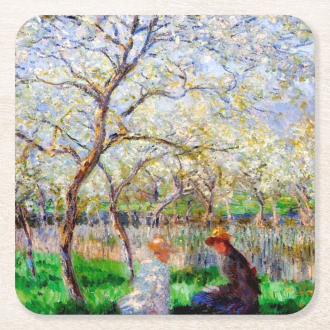 Springtime, Monet Rechteckiger Pappuntersetzer (Vorderseite)