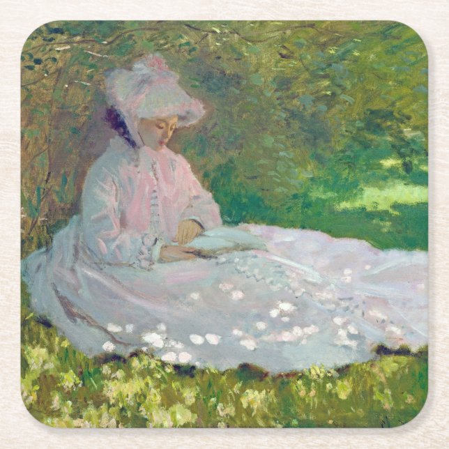 Springtime, Monet Rechteckiger Pappuntersetzer (Vorderseite)