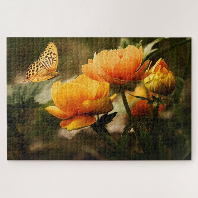 Springtime Orange Blumengarten 1014 Stück Puzzle (Horizontal)