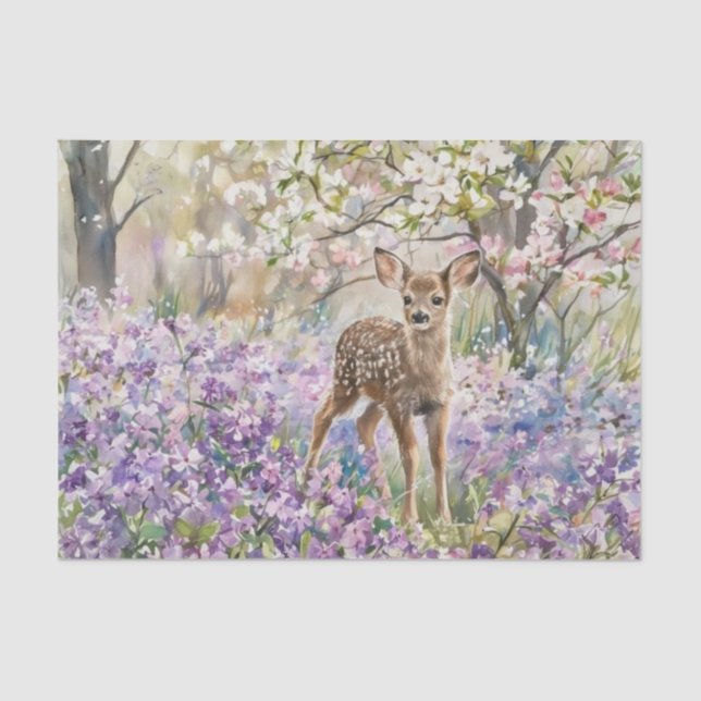 Springtime Purple Phlox and Fawn  Seidenpapier (Vorderseite)