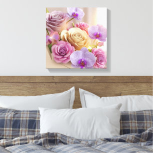 Springtime Splendor 3D Grußkarte mit Dew-Kiss Leinwanddruck