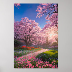 Springtime Splendor während Sonnenuntergang Poster