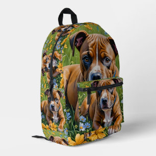 Springtime Staffordshire Bull Terrier Puppy, Bedruckter Rucksack