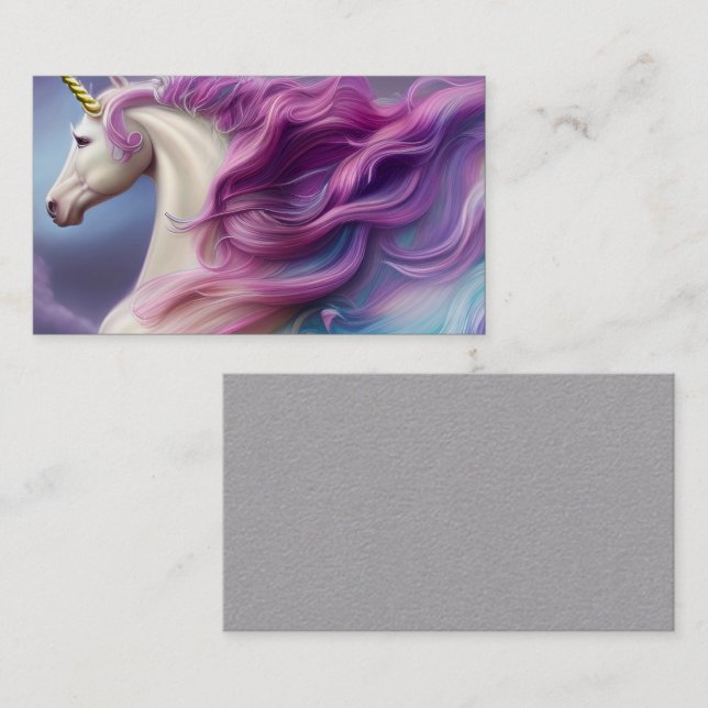 Springtime Unicorn Pferdetriptych Visitenkarte (Vorne/Hinten)