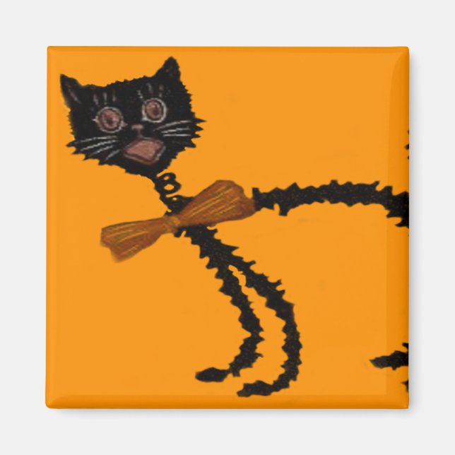 Springy Black Cat Halloween Dekoration Magnet (Vorne)