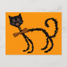 Springy Black Cat Halloween Dekoration Postkarte