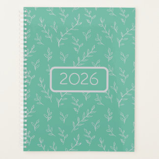 Springy: Hand-Sketched Leaves on Mint Green Planer