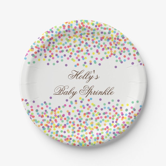 Sprinkle Babydusche Teller, Confetti Party Teller (Vorderseite)