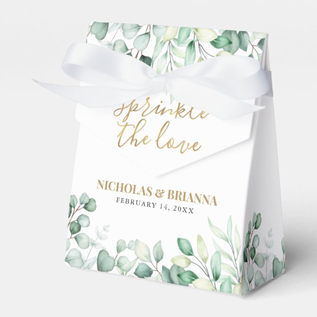 Sprinkle die Liebe Eukalyptus Monogram Gold Weddin Geschenkschachtel (Vorderseite)