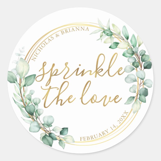 Sprinkle Die Liebe Goldene Vegetation Eukalyptus E Runder Aufkleber (Vorderseite)