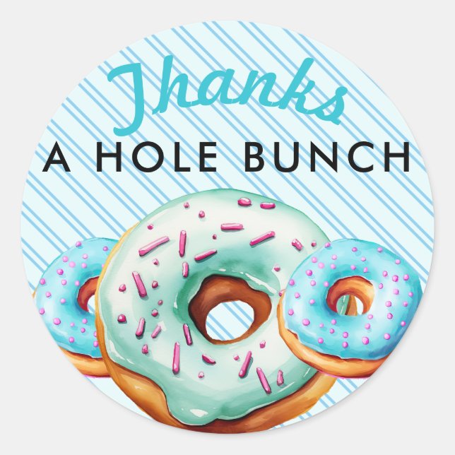 Sprinkle Donut | Niedlich Blue Vielen Dank Runder Aufkleber (Vorderseite)