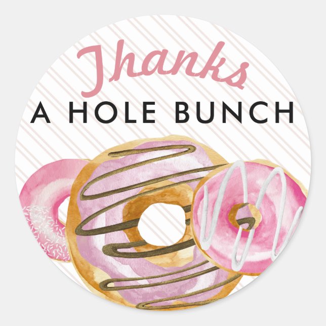 Sprinkle Donut | Niedlich Pink Vielen Dank Runder Aufkleber (Vorderseite)