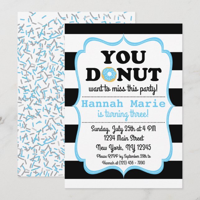 Sprinkle Donut Party Einladung zum Geburtstag (Vorne/Hinten)