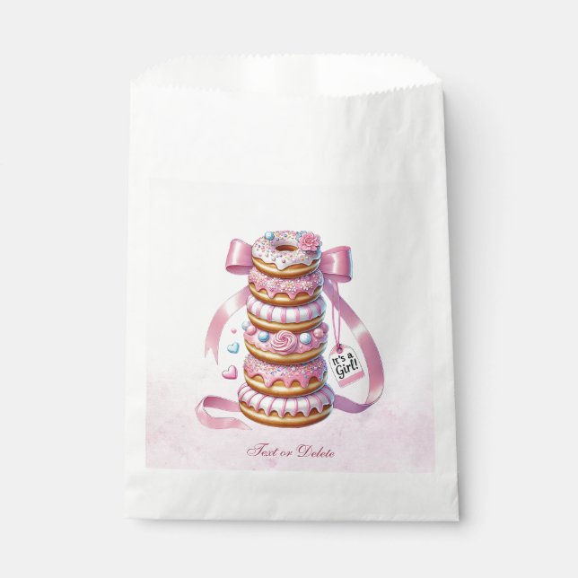 Sprinkle Donuts Pink Ribbon Gefälligkeitsags Geschenktütchen (Vorderseite)