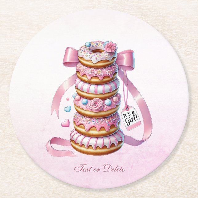 Sprinkle Donuts rosa Flachband Papier Untersetzer (Vorderseite)