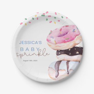Sprinkle Donuts Wasserfarbenblaue Babydusche Pappteller