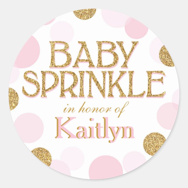 Sprinkle Dots Babydusche Runder Aufkleber (Vorderseite)