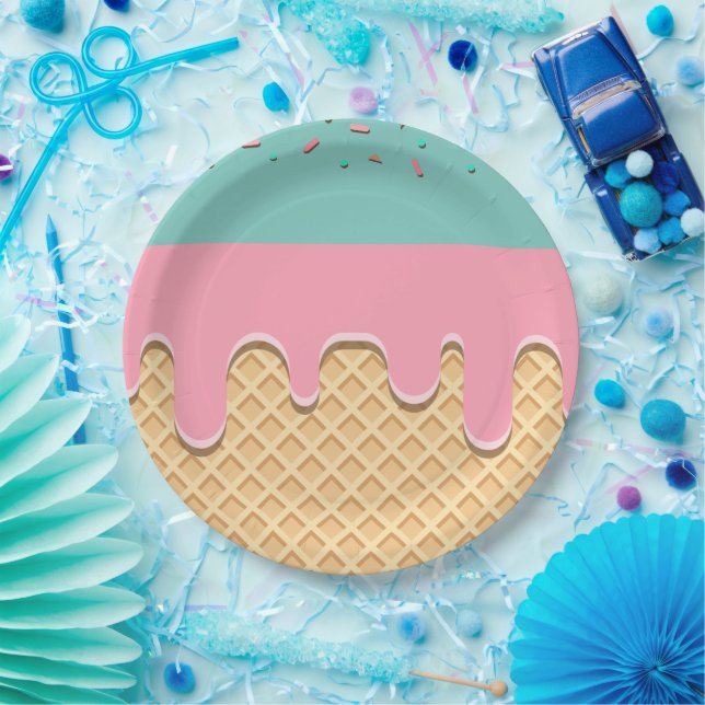 Sprinkle-Drip-Eiscreme-Kegel-Party Pappteller (Party)
