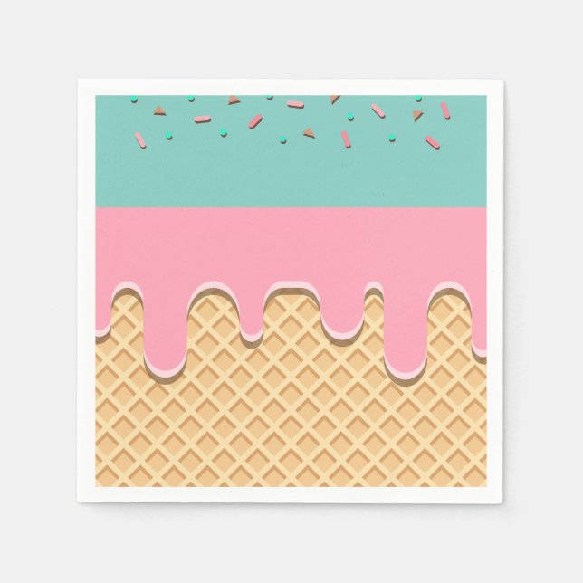 Sprinkle-Drip-Eiscreme-Kegel-Party Serviette (Vorderseite)