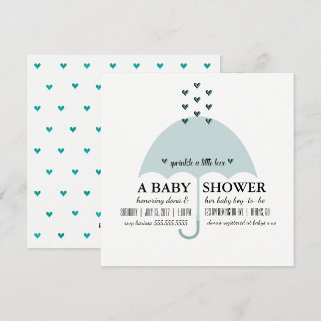 Sprinkle Liebe Baby Blue Dusche Einladung (Vorne/Hinten)