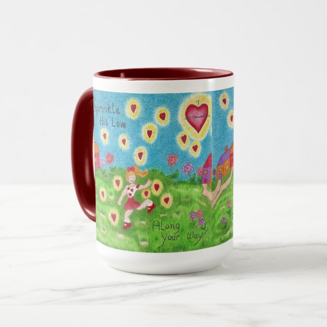 Sprinkle seine Liebe auf deinem Weg Tasse (Vorderseite Links)