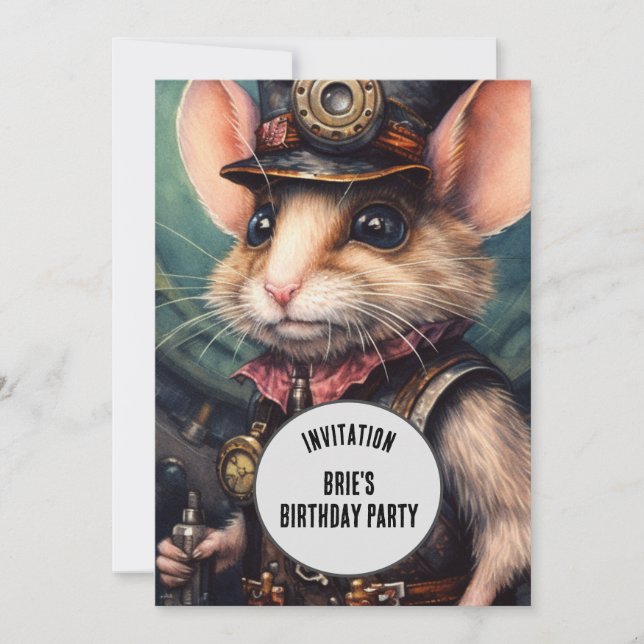 Sprinkle Steampunk Tierischer Individuelle Name Einladung (Vorderseite)