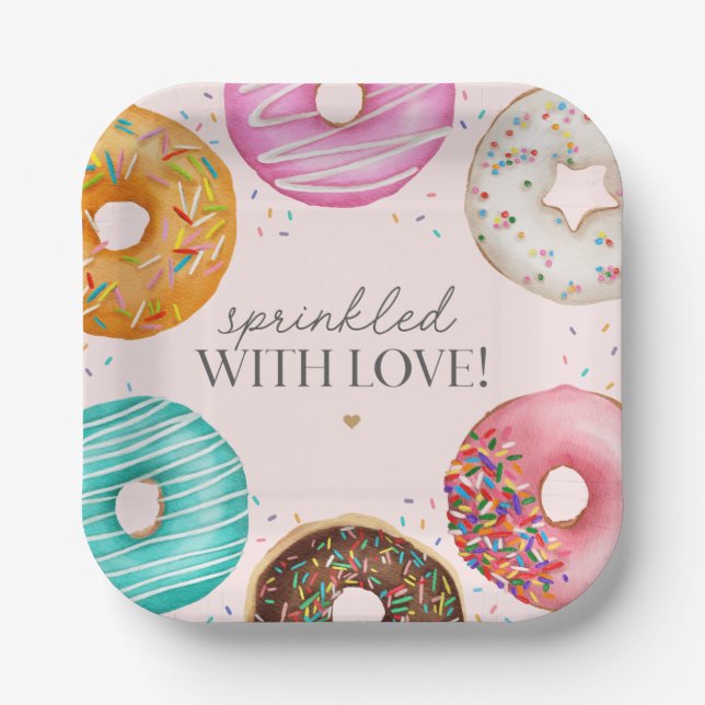 Sprinkled Donut Baby Sprinkle Party Tischdekor Pappteller (Vorderseite)