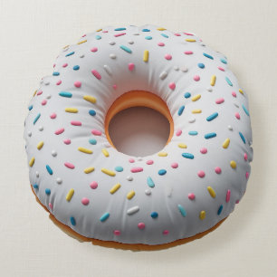 Sprinkled Donut Round Kissen - Spaß und realistisc
