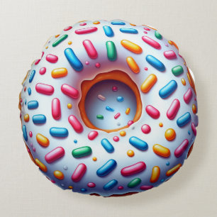 Sprinkled Donut Round Kissen - Spaß und realistisc