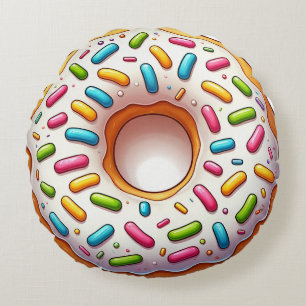 Sprinkled Donut Round Kissen - Spaß und realistisc