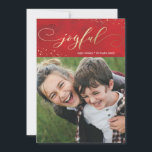 Sprinkled Joy Imitats Foil Christmas Holiday Card Feiertagskarte<br><div class="desc">Rote Wasserfarbe und elegante Kalligraphie werden durch delikate Imitate Goldfolie Konfetti und eine fröhliche Botschaft betont.</div>