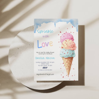 Sprinkled with Love Ice Cream Baby Shower Party Einladung